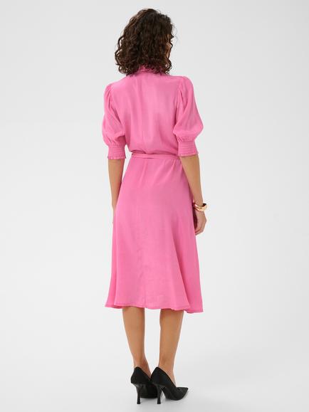 KAFFE Emine Shirt Midi Dress, Pink Power - view 2, Pink Power