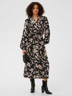 KAFFE Ulla Graphic Shirt Dress containing LENZING™ ECOVERO™ Viscose, Black/Grey, Black/Grey