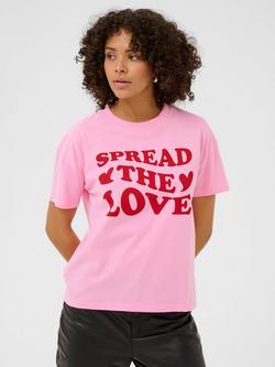 KAFFE Amara Spread The Love T-Shirt, Pink Frosting, Pink Frosting