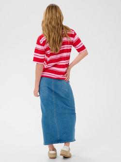 KAFFE Winny Stripe T-Shirt, True Red/Pink Stripe - view 2, True Red/Pink Stripe