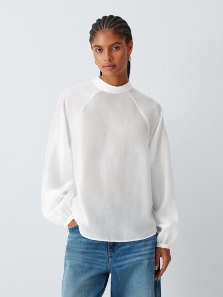 AND/OR Mock Neck Blouse, Ivory, Ivory