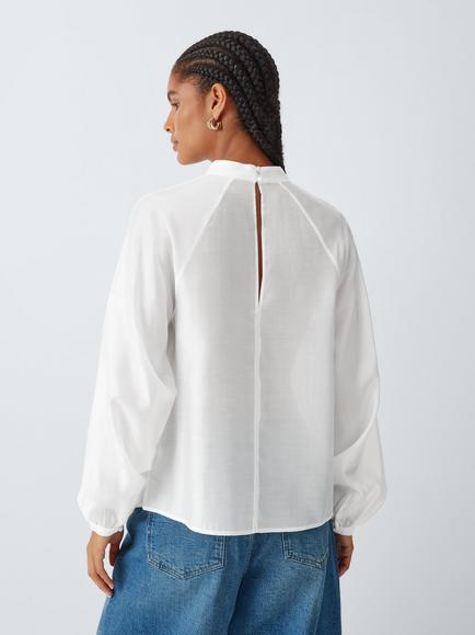 AND/OR Mock Neck Blouse, Ivory - view 2, Ivory