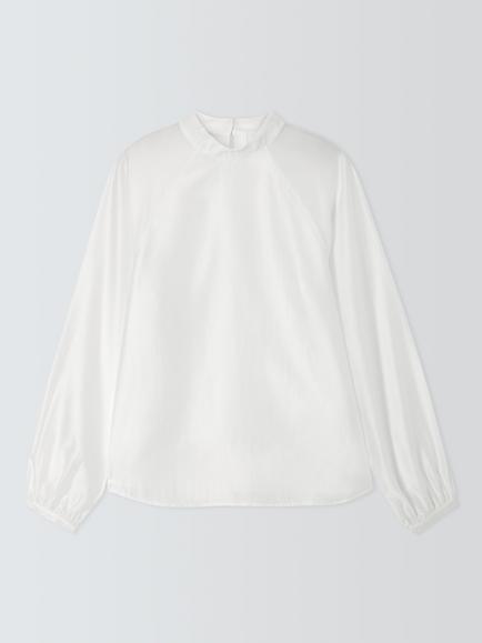 John Lewis Mock Neck Blouse, Ivory, Ivory