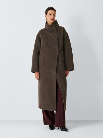 John Lewis Double Faced Wool Blend Cocoon Coat, Chocolate, Chocolate