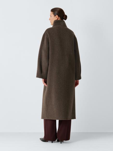 John Lewis Double Faced Wool Blend Cocoon Coat, Chocolate - view 2, Chocolate