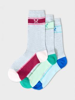 Crew Clothing Colour Block Bamboo Rich Socks, Pack of 3, Graphite Grey/Multi, Graphite Grey/Multi