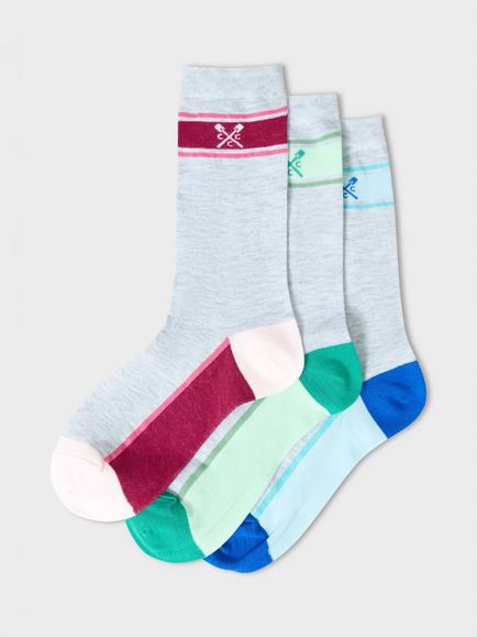 Crew Clothing Colour Block Bamboo Rich Socks, Pack of 3, Graphite Grey/Multi, Graphite Grey/Multi