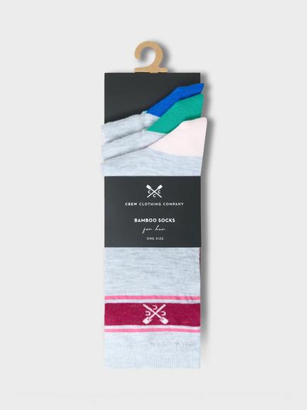 Crew Clothing Colour Block Bamboo Rich Socks, Pack of 3, Graphite Grey/Multi - view 2, Graphite Grey/Multi