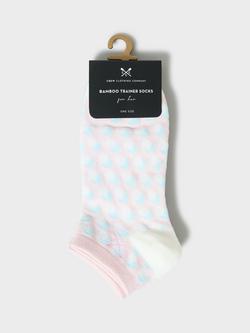 Crew Clothing Stripe/Dots Bamboo Rich Trainer Socks, Pack of 3, Pink/Blue - view 2, Pink/Blue