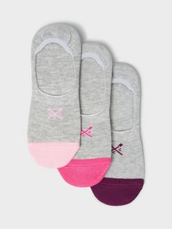 Crew Clothing Stripes Bamboo Rich Secret Socks, Pack of 3, Graphite Grey/Multi, Graphite Grey/Multi