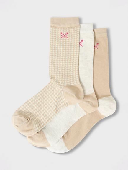 Crew Clothing Bamboo Socks, Pack of 3, Beige, Beige