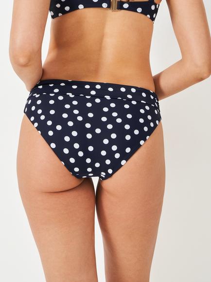 Crew Clothing Roll Down Polka Dot Bikini Bottoms, Navy/White - view 2, Navy/White