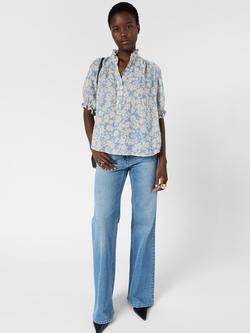 Gerard Darel Cephise Floral Funnel Neck Blouse, Sky Blue - view 2, Sky Blue