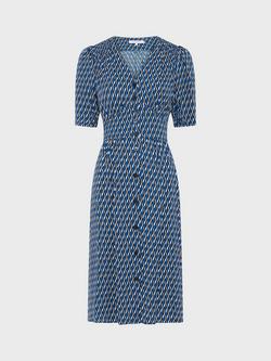 Gerard Darel Rihanne Geometric Print Midi Dress, Blue/White, Blue/White