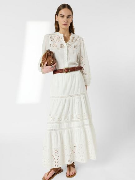 Gerard Darel Jaly Cutwork Midi Skirt, Ecru, Ecru
