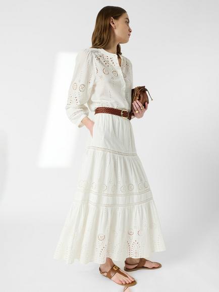 Gerard Darel Jaly Cutwork Midi Skirt, Ecru - view 2, Ecru