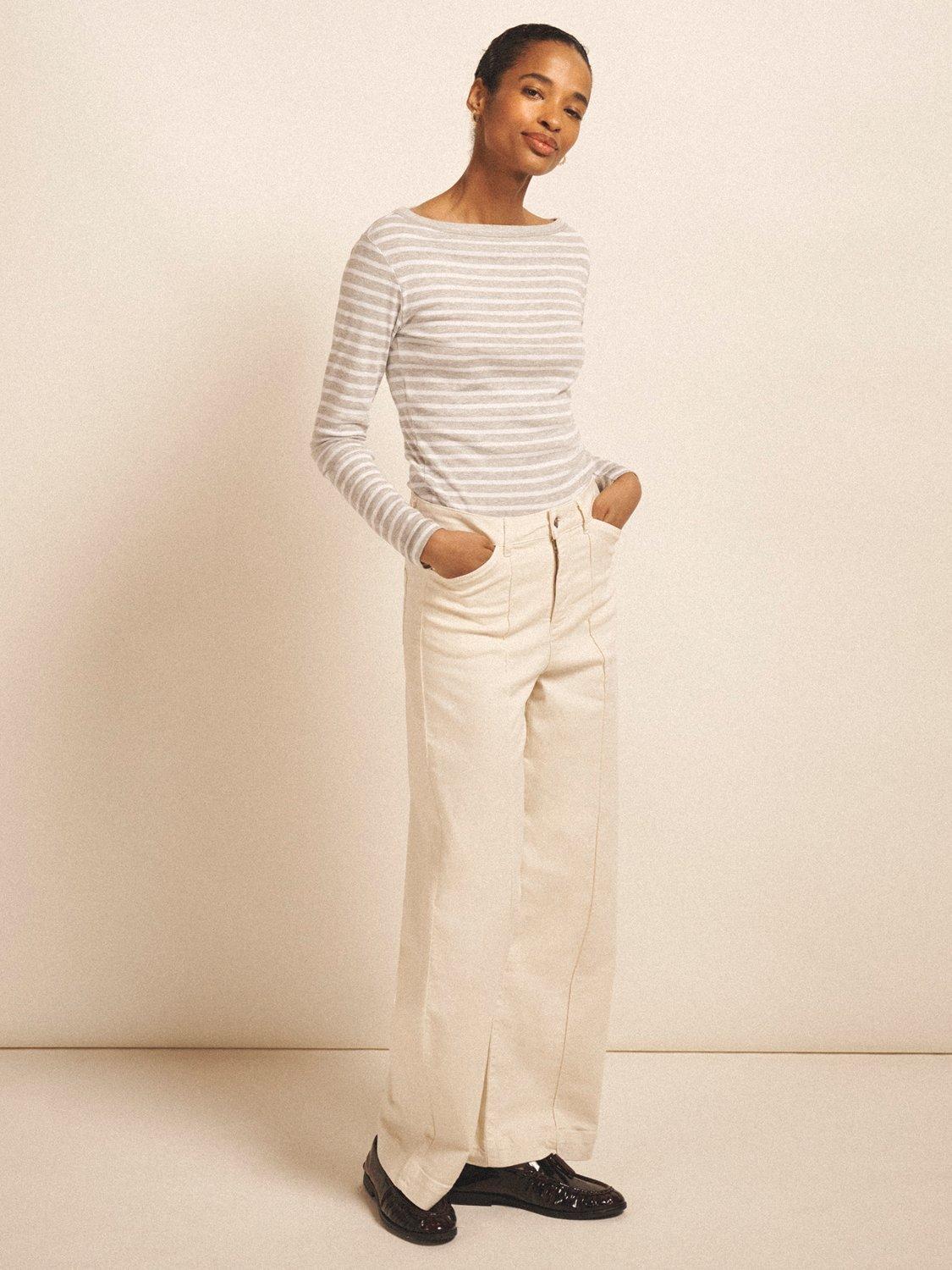 Product image 1 of 7, which shows NRBY Pasha Wide Leg Jeans, Ecru, 8