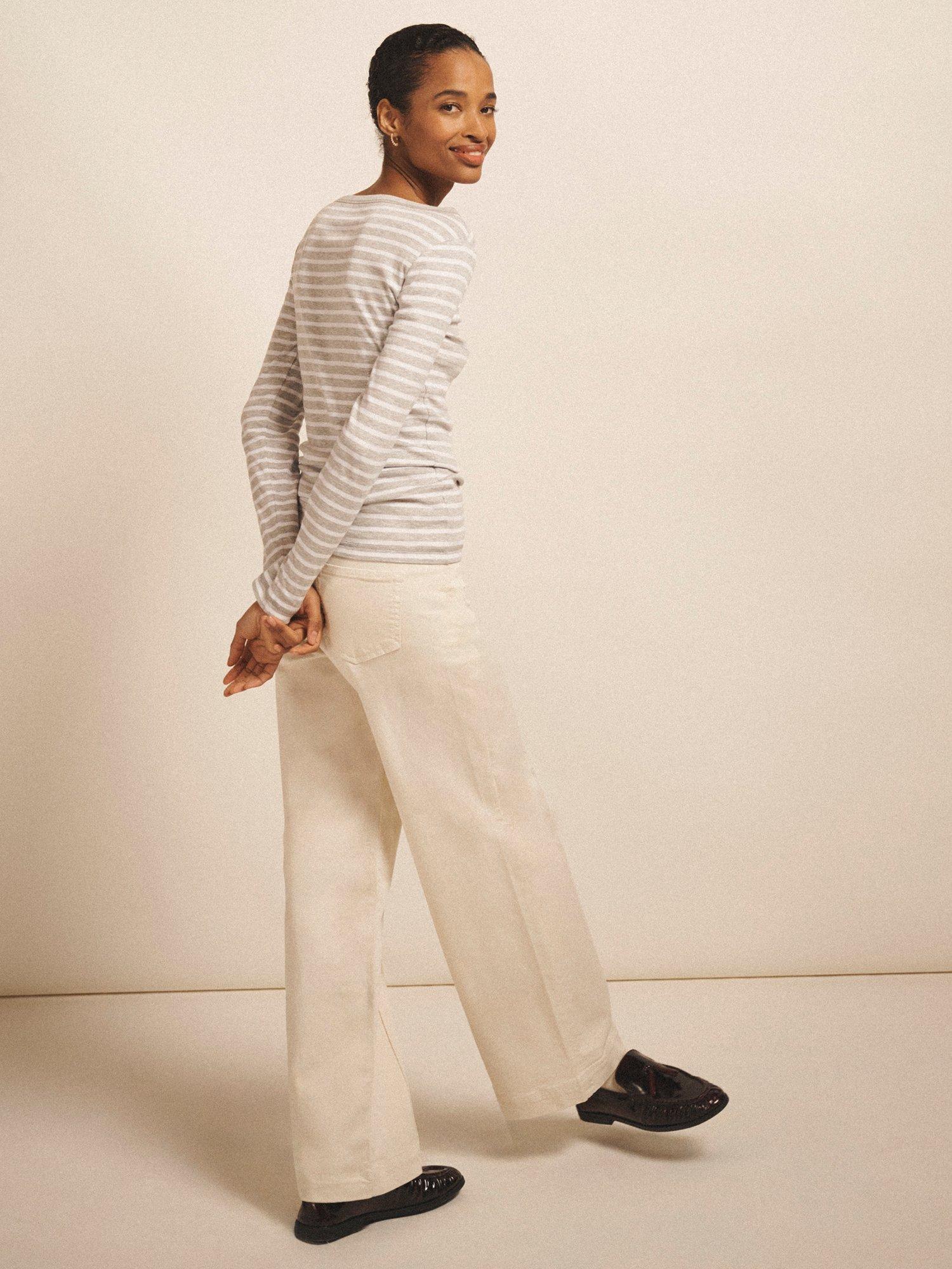 Product image 7 of 7, which shows NRBY Pasha Wide Leg Jeans, Ecru, 8