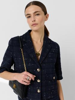 Gerard Darel Tae Tweed Short Sleeve Jacket, Navy - view 2, Navy