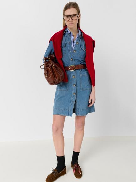 Gerard Darel Rani Denim Shirt Dress, Blue - view 2, Blue