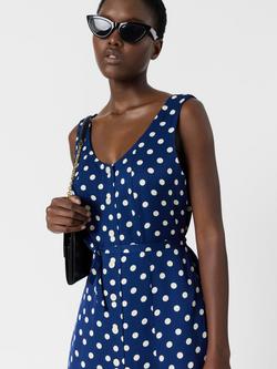 Gerard Darel Ravita Polka Dot Midi Dress, Blue - view 2, Blue