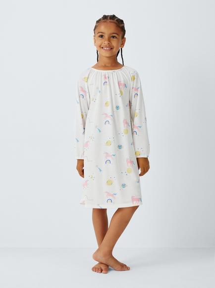 John Lewis Kids' Unicorn Nightdress, White, White