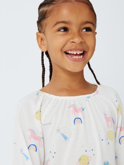 John Lewis Kids' Unicorn Nightdress, White - view 2, White