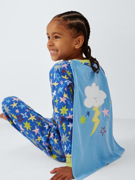 John Lewis Kids' Superhero Pyjamas, Blue, Blue