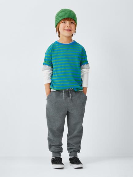 John Lewis Kids' Pure Cotton Joggers, Grey Marl - view 2, Grey Marl