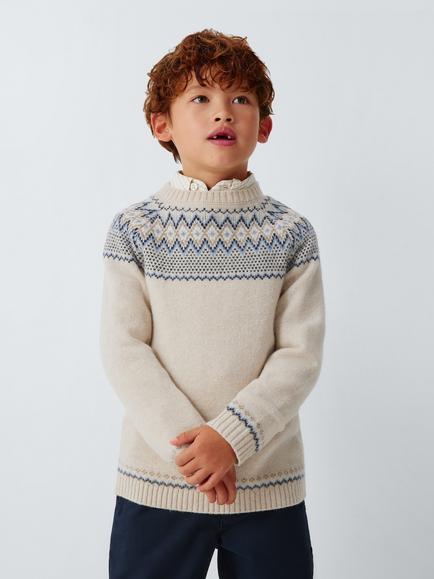 John Lewis Heirloom Collection Kids' Fairisle Jumper, Shearling, Shearling