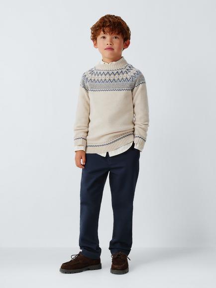 John Lewis Heirloom Collection Kids' Fairisle Jumper, Shearling - view 2, Shearling