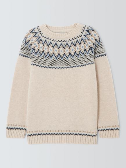 John Lewis Heirloom Collection Kids' Fairisle Jumper, Shearling, Shearling