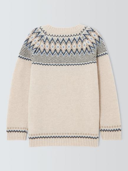 John Lewis Heirloom Collection Kids' Fairisle Jumper, Shearling - view 2, Shearling