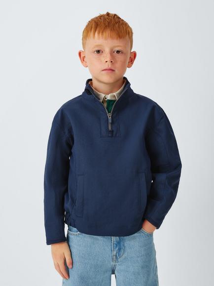 John Lewis Kids' Half Zip Shell Top, Navy, Navy