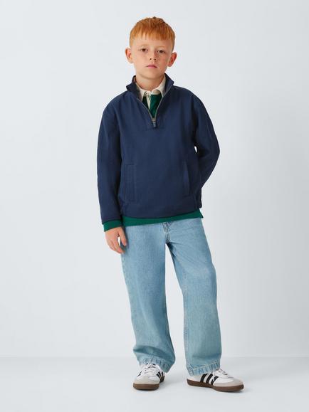 John Lewis Kids' Half Zip Shell Top, Navy - view 2, Navy