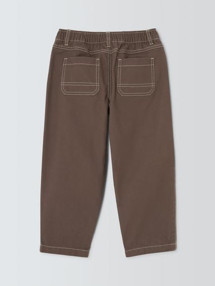 John Lewis Kids' Canvas Barrel Leg Trousers, Sable - view 2, Sable
