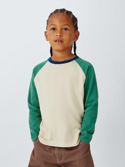 John Lewis Kids' Contrast Raglan Long Sleeve T-Shirt, Pack of 3, Multi - view 2, Multi