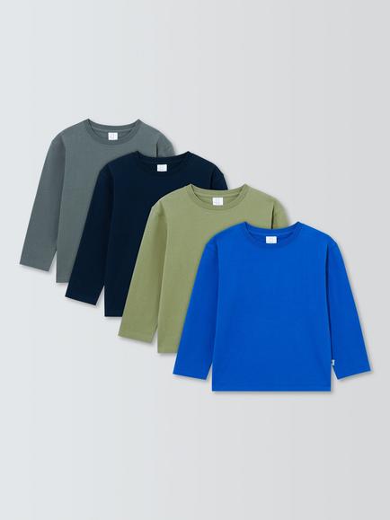 John Lewis Kids' Long Sleeve T-Shirts, Pack of 4, Multi, Multi