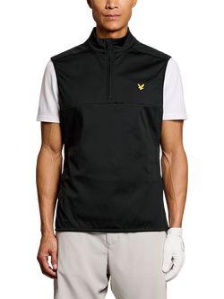 Lyle & Scott Golf Half Zip Windjammer Gilet, Jet Black, Jet Black
