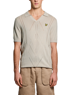 Lyle & Scott Argyle Stitch Cotton Regular Fit Short Sleeve Polo Shirt, Cove, Cove
