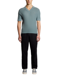 Lyle & Scott Cotton Blend Regular Fit Short Sleeve Polo Shirt, Iron Blue - view 2, Iron Blue