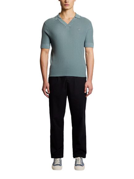 Lyle & Scott Cotton Blend Regular Fit Short Sleeve Polo Shirt, Iron Blue - view 2, Iron Blue