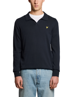Lyle & Scott Cotton Regular Fit Long Sleeve Polo Shirt, Dark Navy, Dark Navy
