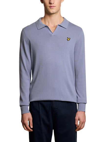 Lyle & Scott Cotton Regular Fit Long Sleeve Polo Shirt, Bubble Blue, Bubble Blue