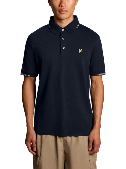 Lyle & Scott Cotton Blend Regular Fit Short Sleeve Polo Shirt, Dark Navy, Dark Navy