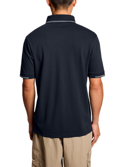 Lyle & Scott Cotton Blend Regular Fit Short Sleeve Polo Shirt, Dark Navy - view 2, Dark Navy