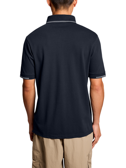 Lyle & Scott Cotton Blend Regular Fit Short Sleeve Polo Shirt, Dark Navy - view 2, Dark Navy