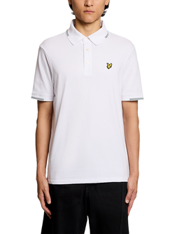 Lyle & Scott Cotton Blend Regular Fit Polo Shirt, White/Everglade, White/Everglade