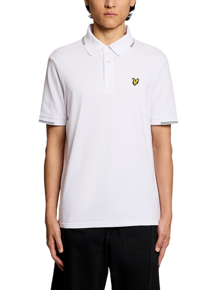 Lyle & Scott Cotton Blend Regular Fit Polo Shirt, White/Everglade, White/Everglade