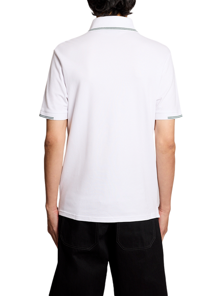 Lyle & Scott Cotton Blend Regular Fit Polo Shirt, White/Everglade - view 2, White/Everglade